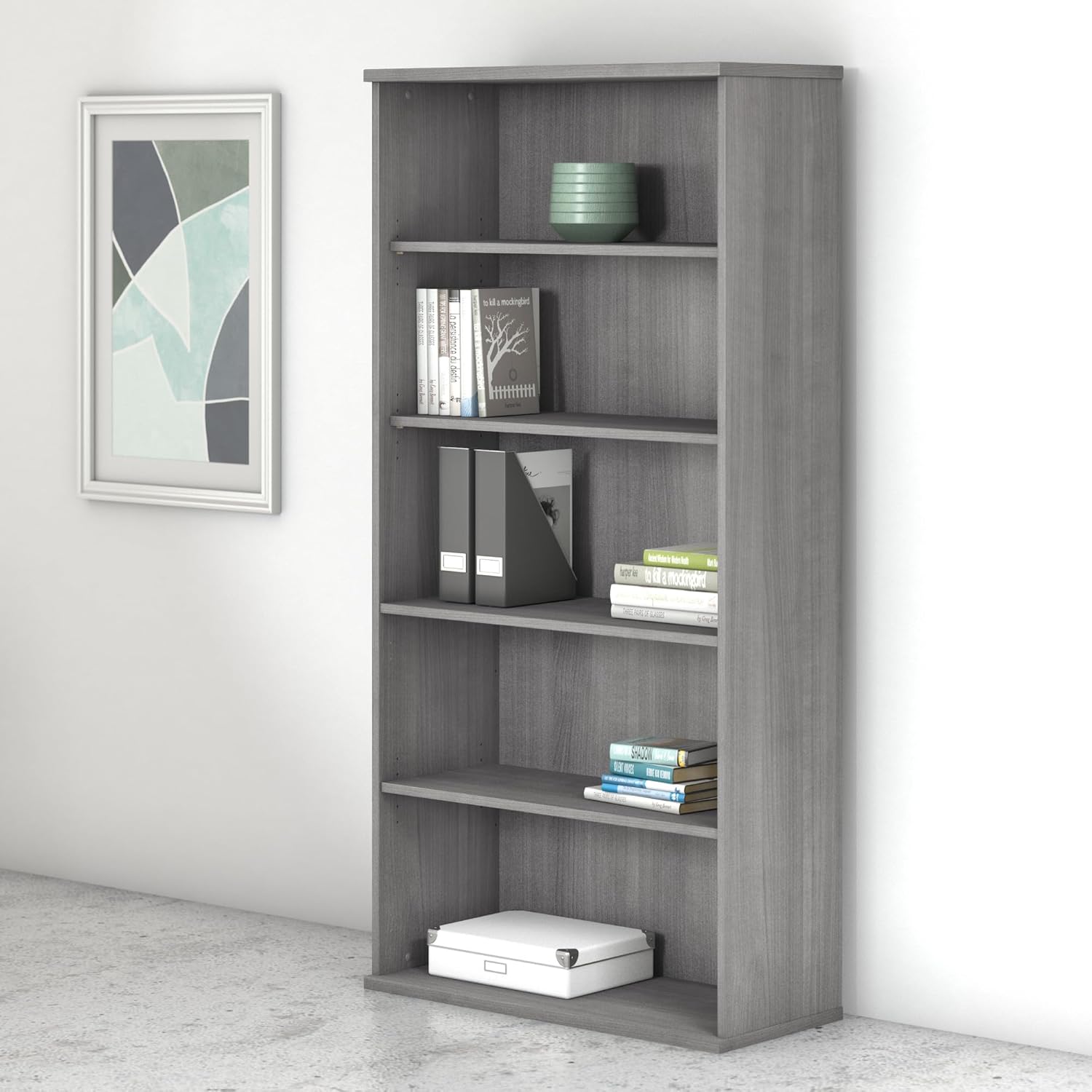 Bush Business Furniture Studio C 5 Shelf Bookcase, Platinum Gray - Image 2