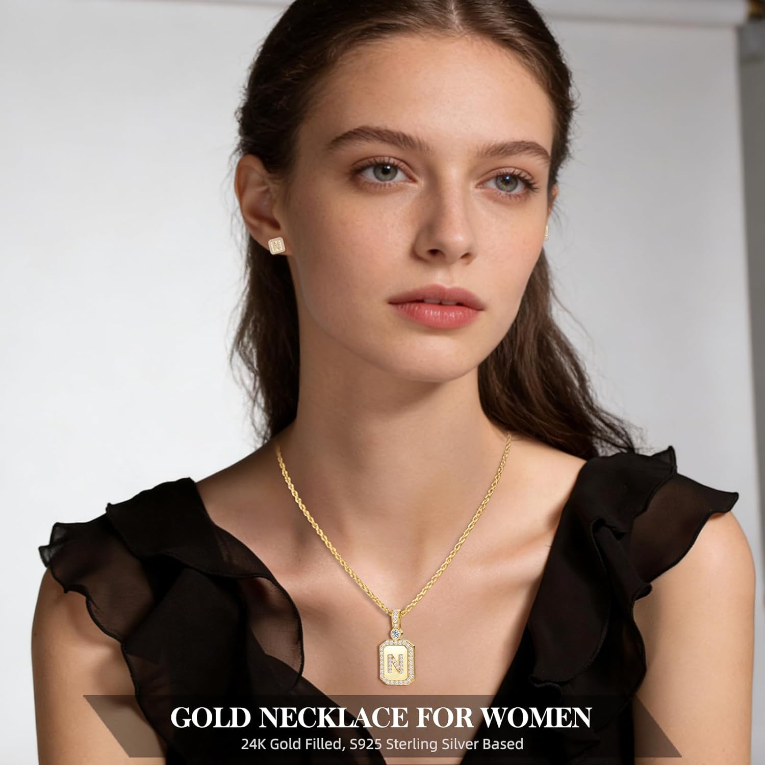 Gold Initial Necklaces for Women, Gifts for Her Birthday Gifts Women Anniversary for Wife Birthday Gift ideas, 24K Gold Filled Gold Letter Necklace for Women's Jewelry Gifts with Rope Chain - Image 2