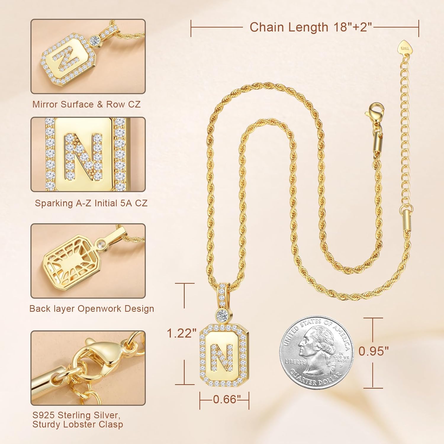 Gold Initial Necklaces for Women, Gifts for Her Birthday Gifts Women Anniversary for Wife Birthday Gift ideas, 24K Gold Filled Gold Letter Necklace for Women's Jewelry Gifts with Rope Chain - Image 5