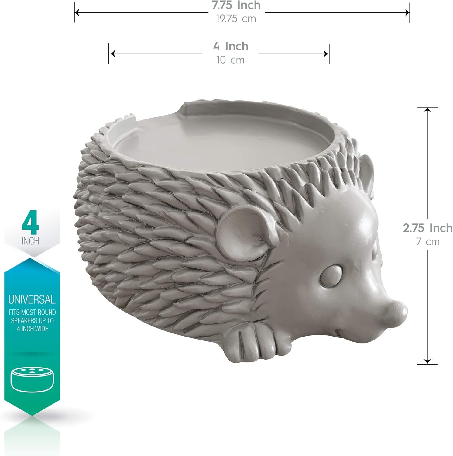Smart Speaker Table Stand (Hedgehog) - Decorative Holder for Amazon Echo Dot or Google Home Mini - Portable Design, No Sound or Microphone Interference - Durable Poly-Resin - Image 3