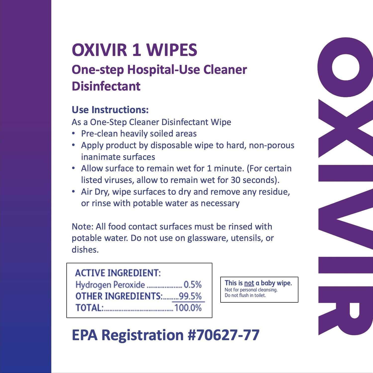 Oxivir Diversey 1 100850924 Disinfectant Cleaning Wipes, Virucidal, Pre-Moistened with Accelerated Hydrogen Peroxide AHP, Unscented, 160 Extra Large 11x12-Inch Wipes, 1-Bucket - Image 9