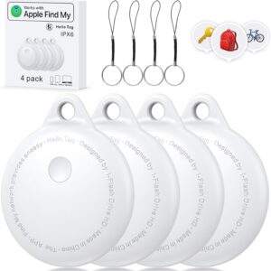 Smart Tags-4 Pack, Smart Bluetooth Tracker Work with Apple Find My, Key Finders and Find My Tracker, Game Changer Waterproof Smart Tag with Key Ring Tracker Tag for Keys/Luggage/Wallet