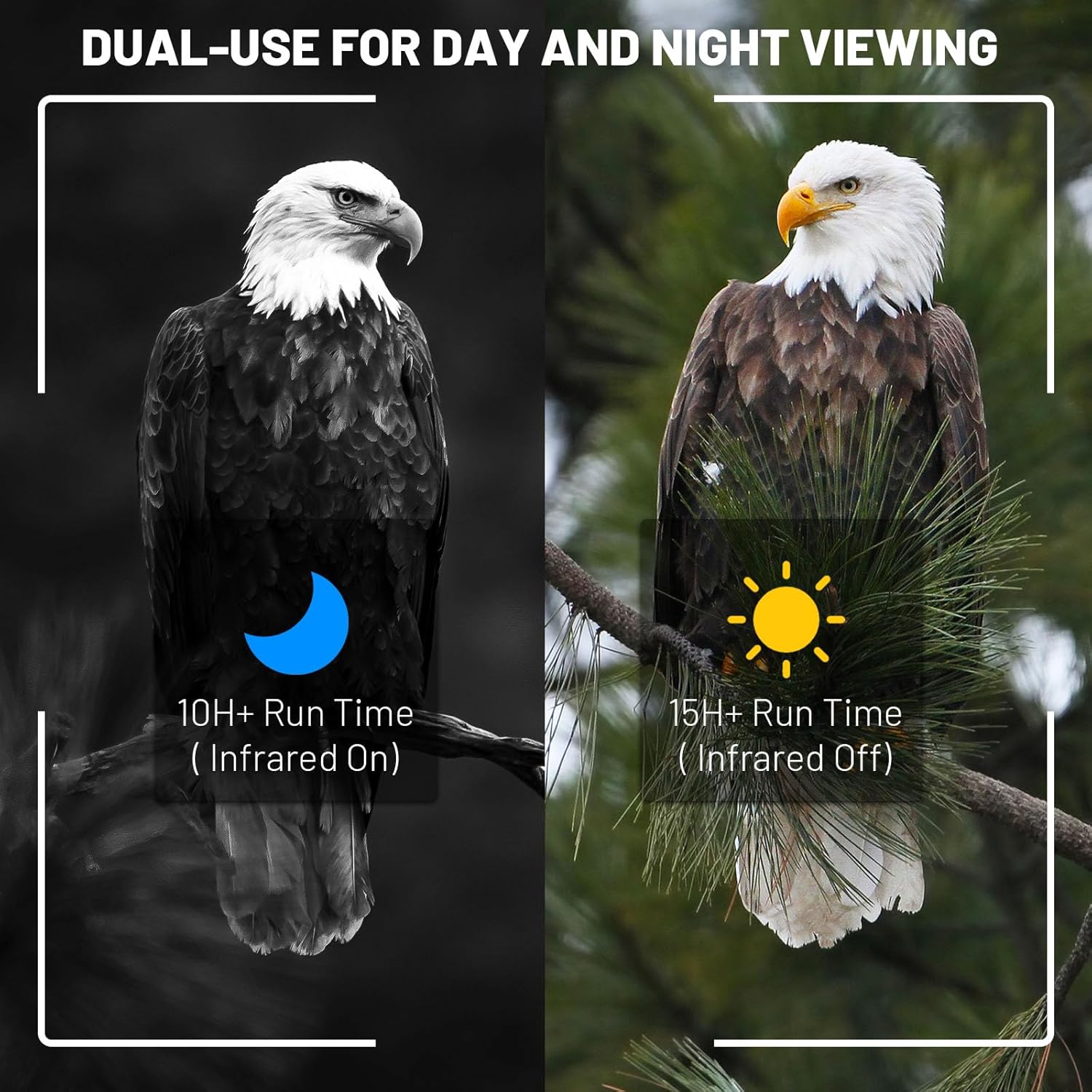 WOSPORTS 4K Night Vision Goggles – up to 80X Total Magnification, 10X Optical + 8X Digital Zoom, 1315FT Vision Range, 5000mAh Rechargeable Battery, IPX Waterproof NVG, Gifts for Men - Image 3