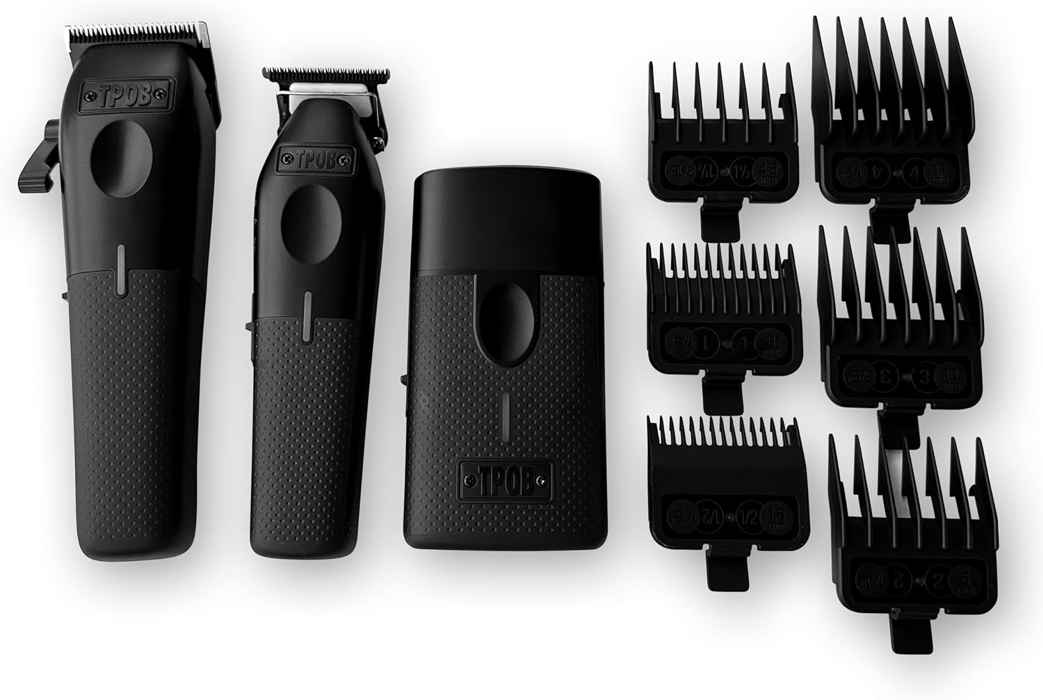TPOB Play Barber Hair Clippers for Men 7500 RPM with Rubber Grips (Blackout 3 Set) - Image 3