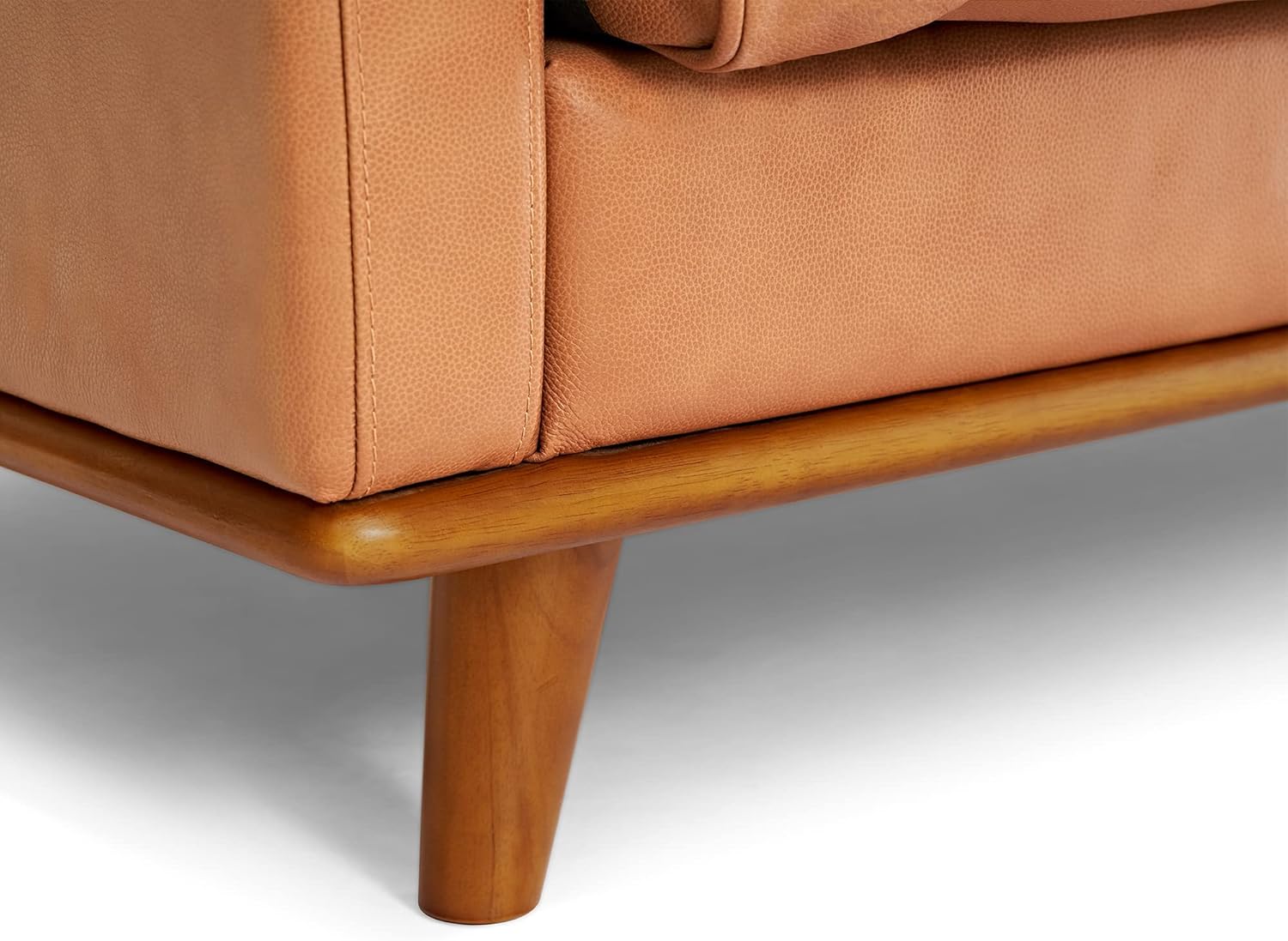 Valencia Artisan Full Leather Sofa 88” - Pure Full Italian Nappa Leather Couch, Solid Wood Accent, Ultimate Comfort, Cognac Tan - Image 4