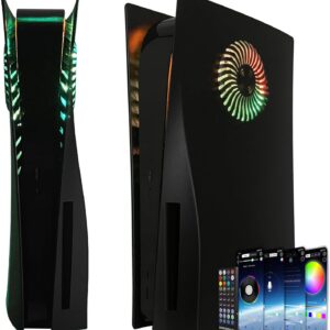 Faceplate with RGB Light Strip for PS5 and Dust Filter for Cooling Vents DOBEWINGDELOU 400+ Effects LED Light Ring Console Cover for Disc Edition DIY Decoration Kit Accessories Black