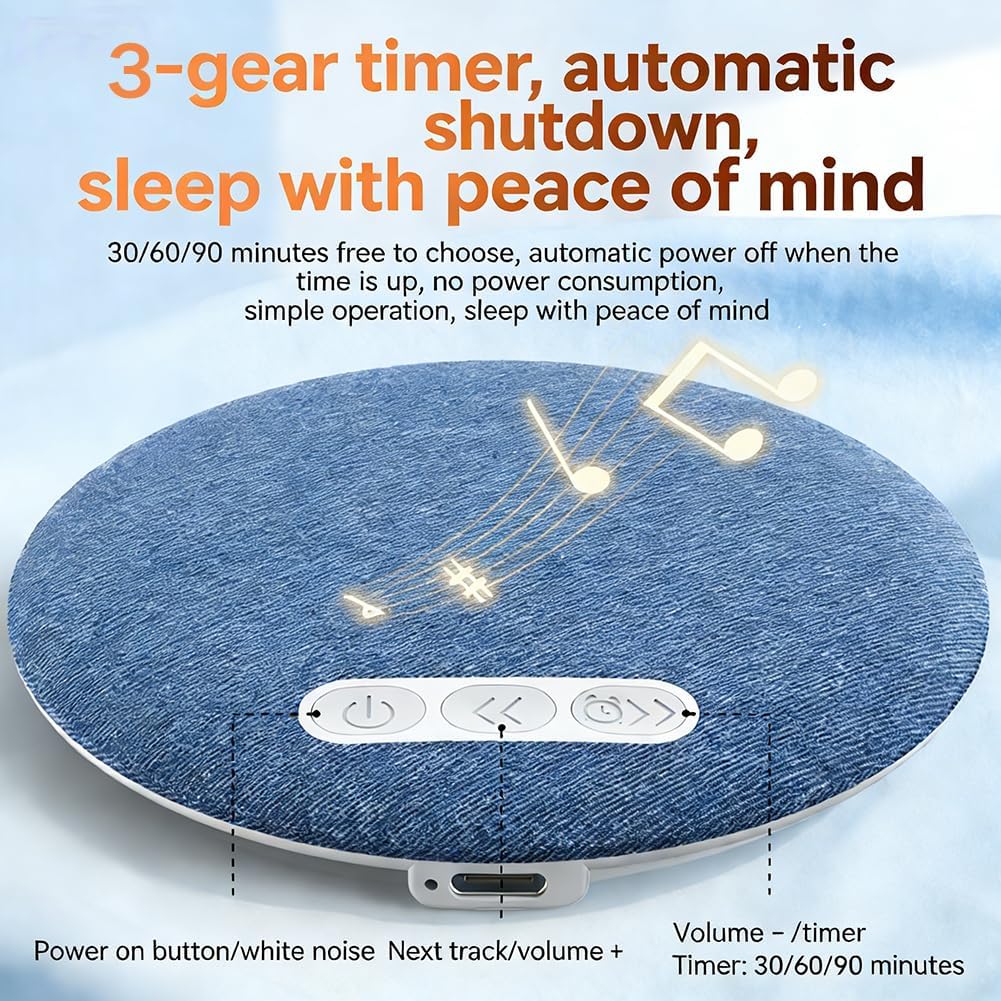 2026 New Sleep Pillow Speaker, Bluetooth Pillow Speaker with White Noise Timer Wireless Sleep Aid with Stereo Bass Private Sleep Headphones for Adult Kids (Pink) - Image 4