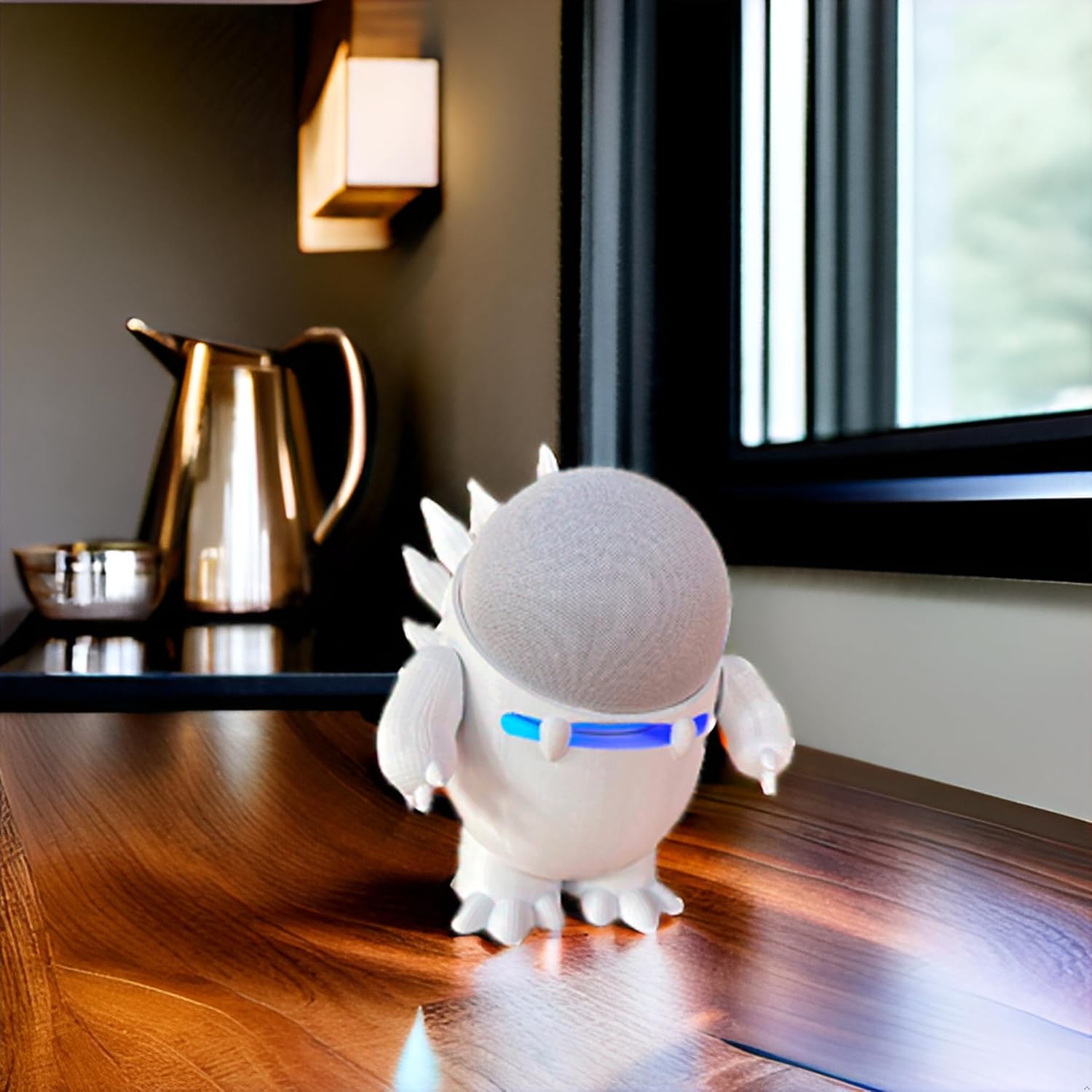 Splin Table Stand Holder Compatible with Amazon Alexa Smart Speaker Echo Dot (4th and 5th gen.) and Apple HomePod Mini, Echosaurus Style (Black) - Image 8