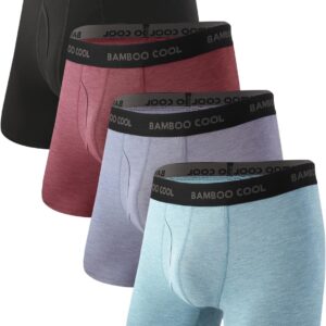 BAMBOO COOL Men’s Ultra Breathable Underwear,No Riding Up Boxer Briefs with ComfortFlexible Waistband,Multipack