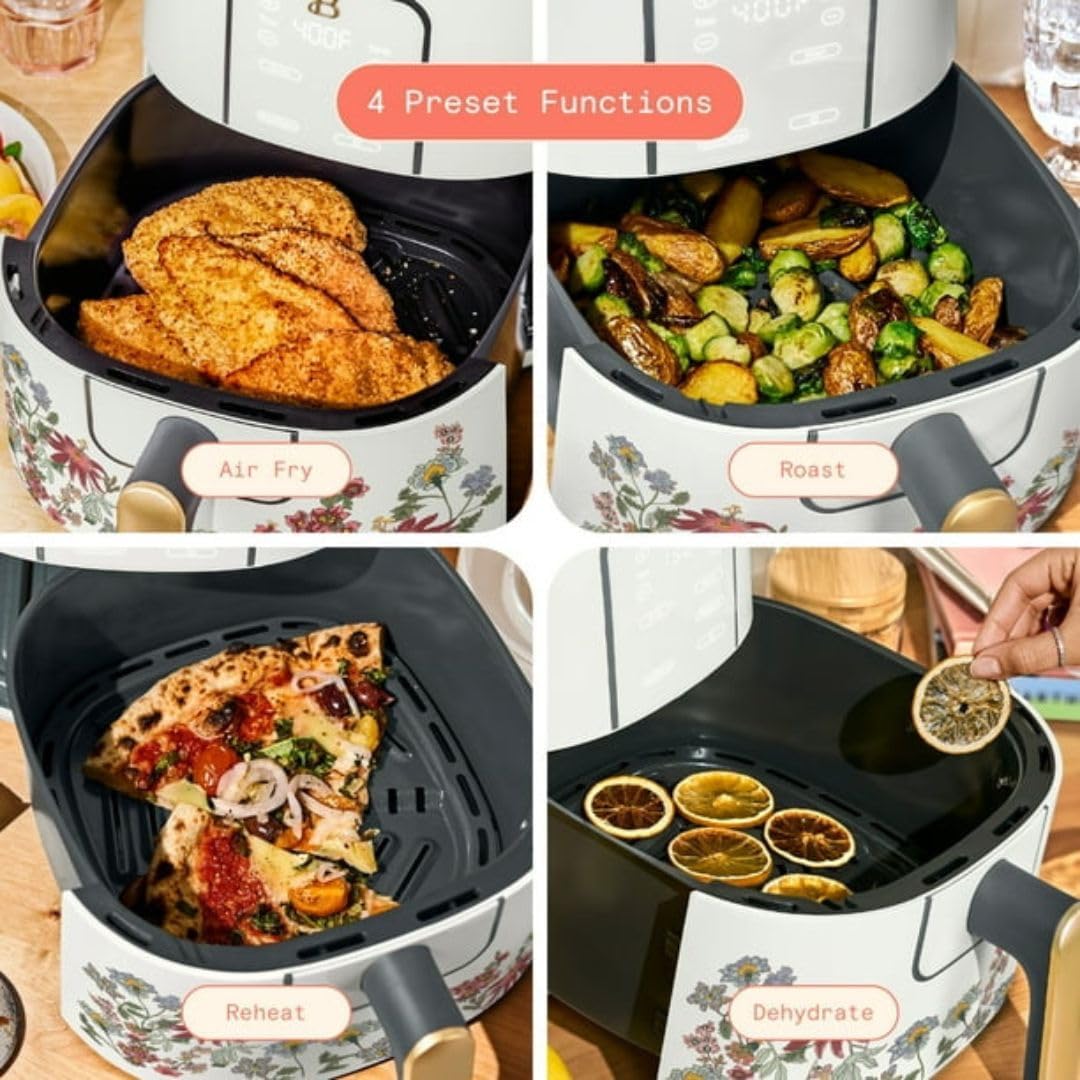 Beautiful 6 Qt Air Fryer - Non Toxic Kitchen Appliance with TurboCrisp Technology, Multi-Functionality for Air Frying, Roasting, Dehydrator & Touch-Activated Display (Wildflower White Icing) - Image 3