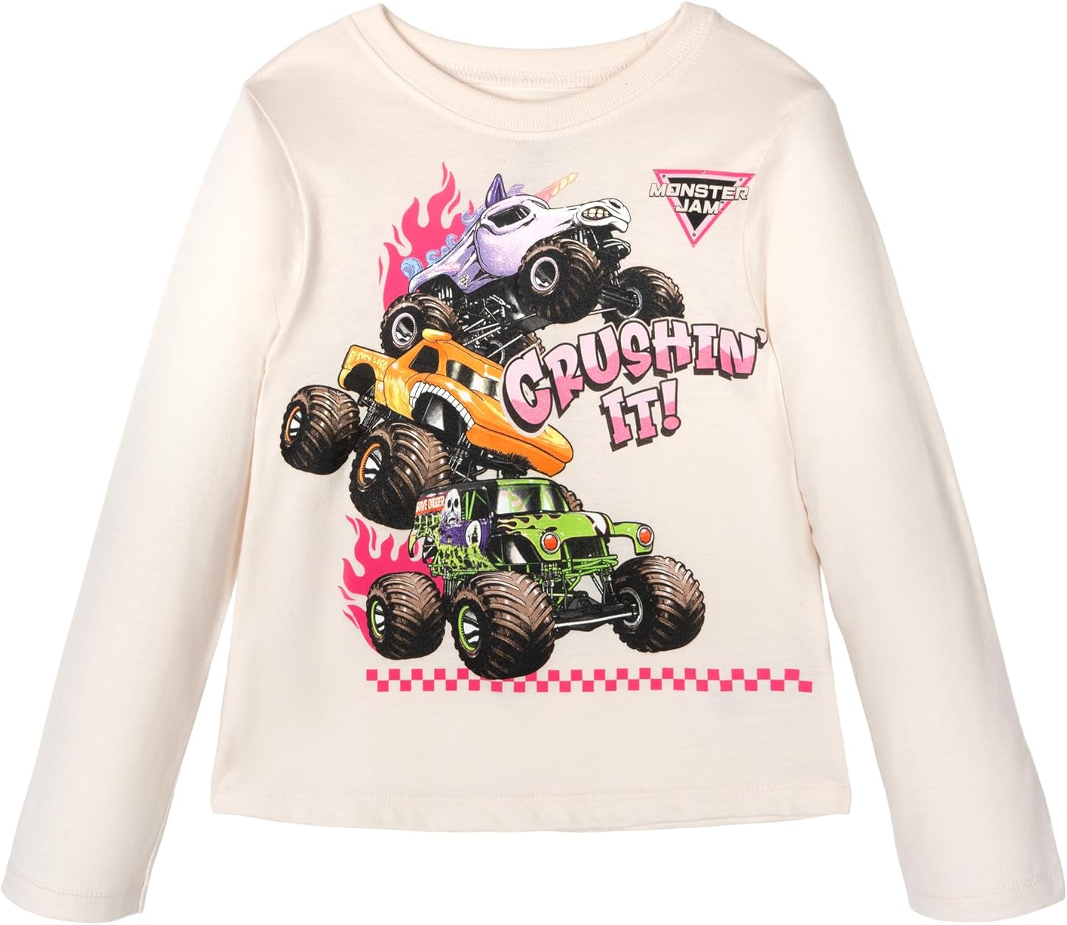 Monster Jam Girls 2 Pack Peplum Long Sleeve T-Shirts Toddler to Big Kid Grave Digger El Toro Loco Sparkle Smash - Image 2