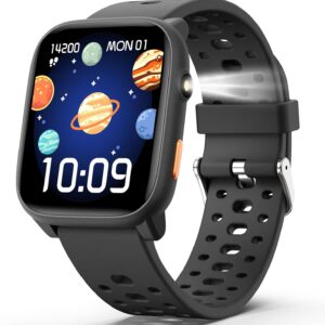 MgaoLo Kids Smart Watch 1.85″ Upgrade – Fitness Tracker with Heart Rate Sleep Monitor, 100+ Sports Modes, 12 Puzzle Games, Activity Tracker for Boys Girls Outdoor Fun (Black)