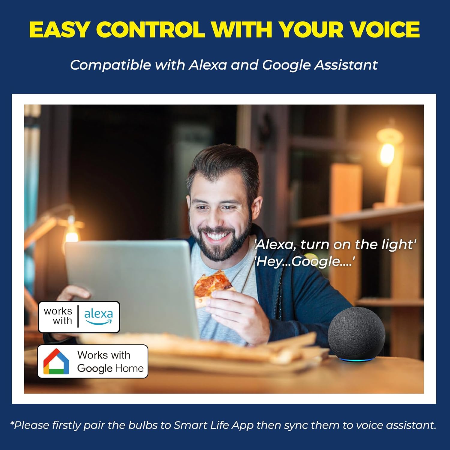 Lightinginside E12 Smart Light Bulbs 60W Equiv., Work with Alexa/Google Home/Smart Life, 500LM 6W RGBCW Candle Candelabra LED Light Bulbs, No Hub Required, 2.4G WiFi Bluetooth Bulb, ETL Listed, 4PCS - Image 4