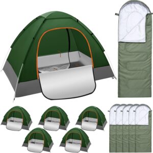 5 Set 2 Person Camping Tent for Homeless Bulk Includ 5 Pack Lightweight Tent and 5 Pack Sleeping Bag Waterproof Windproof Setup Pop up with Rain Cover Carrying Bag for Homeless Hiking
