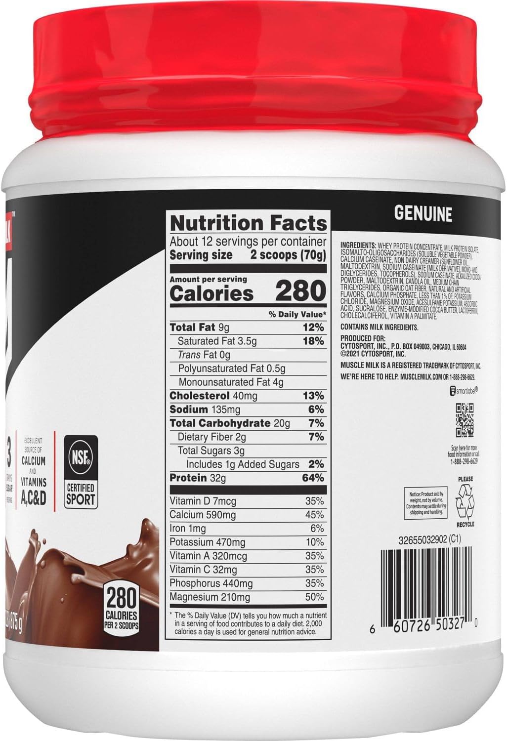 Muscle Milk Chocolate, 2.3 Pound - Image 2