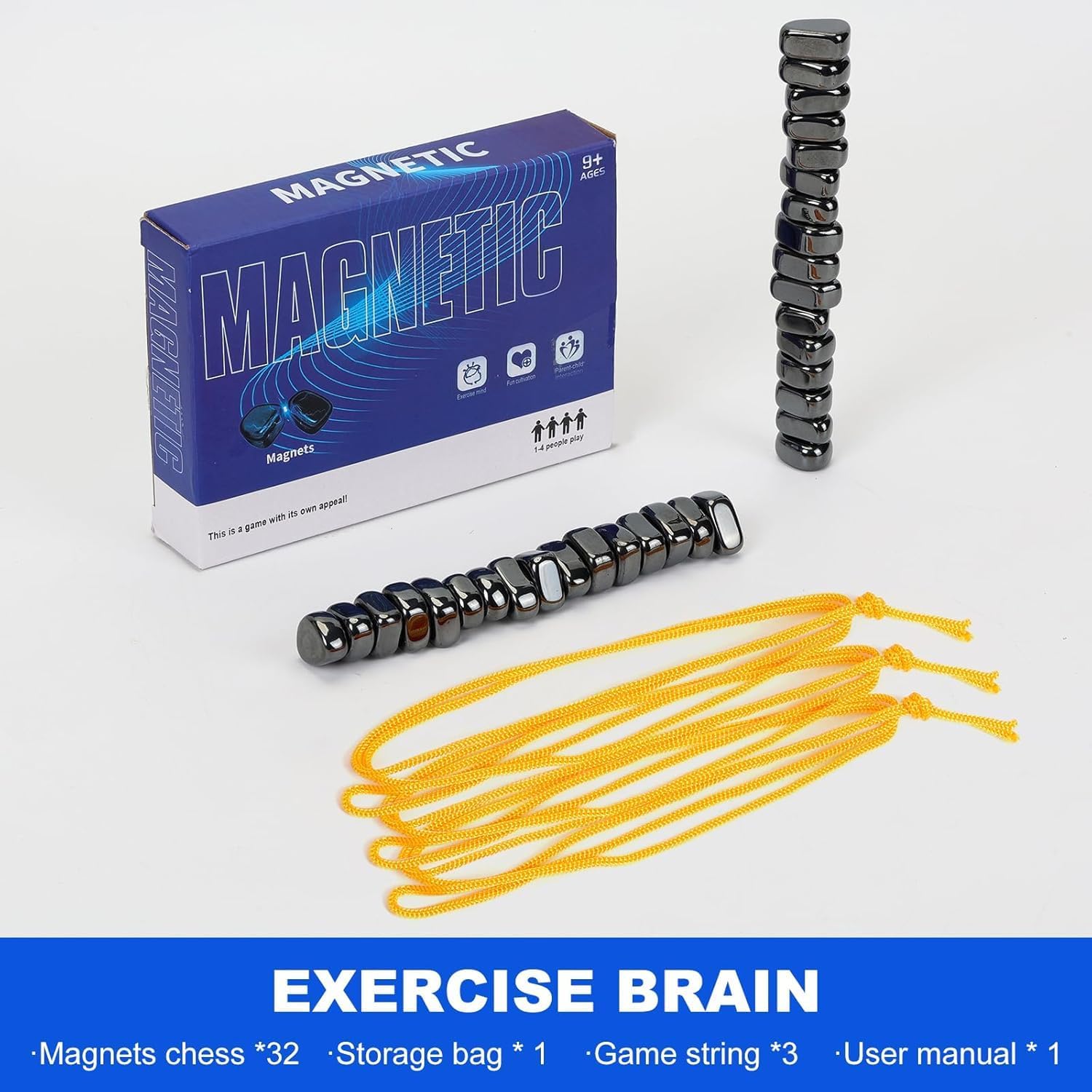 Magnetic Chess Set with 32 Travel-Stones, 3 String & Portable Storage Bag, Strategy Board Game for Family Game Night, Indoor Outdoor Use for Kids Adults - Image 4