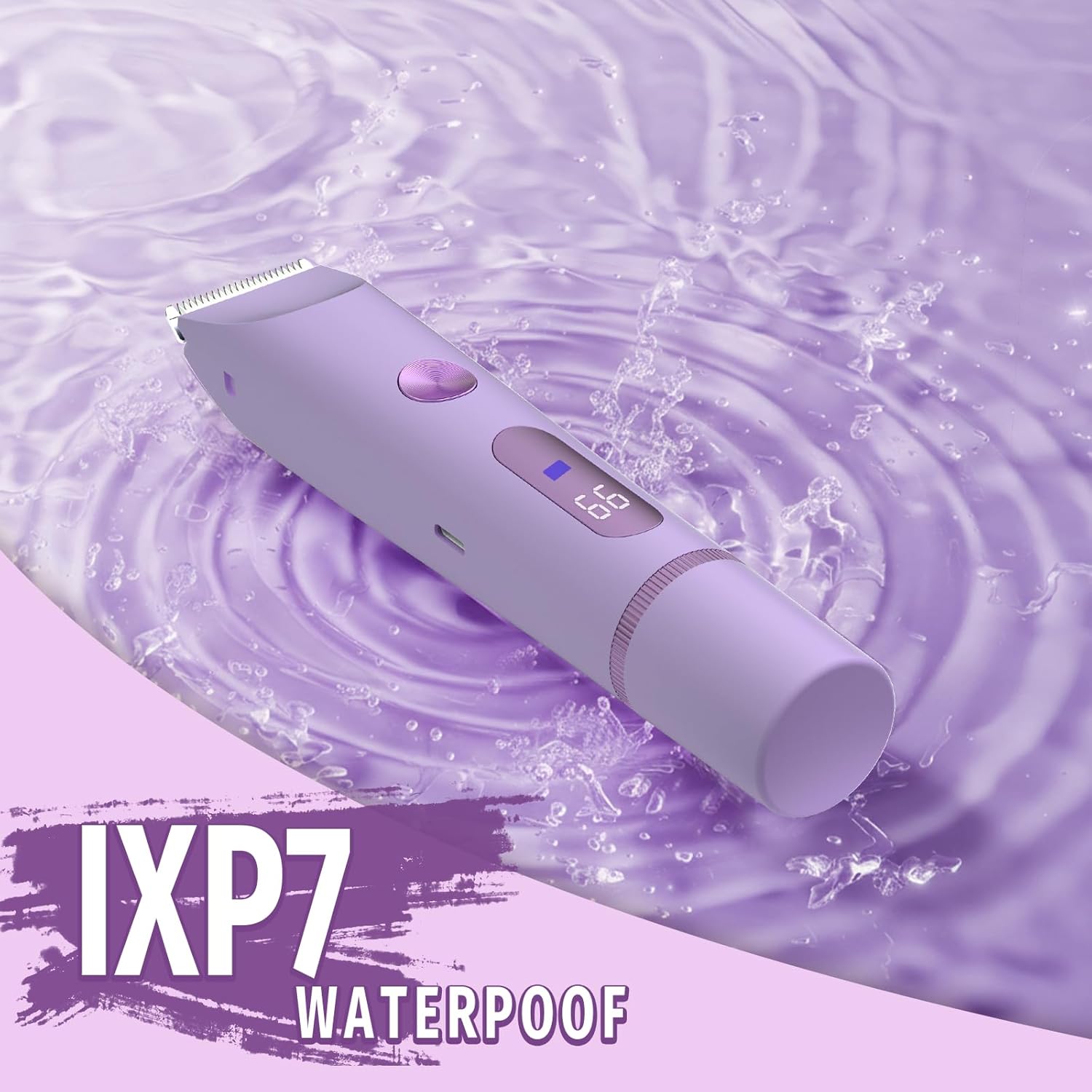 Bikini Trimmer for Women, 2 in 1 Electric Shaver for Women, Rechargeable Electric Razor Body Hair Trimmer Wet & Dry Use, Purple - Image 4