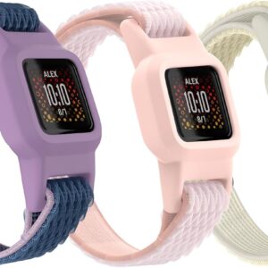 Vanet 3 Pack Compatible with Garmin Vivofit Jr 3 Bands for Kids, Soft Nylon Straps Silicone Sport Breathable Bands Adjustable Replacement Wristbands
