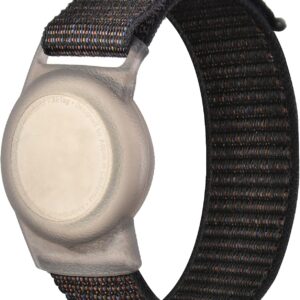 Kids Wristband Compatible with Apple AirTag, Protective Case for Air Tag GPS Tracker Holder with Nylon Bracelet, Adjustable Anti Lost Watch Band for Toddler Child Elder(Black)