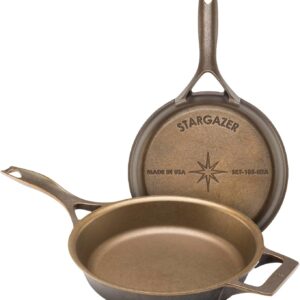 Stargazer 10.5-Inch Cast Iron Skillet | Made in USA, Seasoned, Premium Frying Pan for Grilling, Searing, Baking & More – Durable Cast Iron with Smooth Cooking Surface
