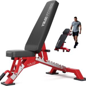 YOLEO Commercial Adjustable Weight Bench – MAX 2300LBS Heavy Duty Workout Bench for Home Gym, Decline/Flat/Incline Bench Press 2.4″ Thick Pad (6-Step Assembly)