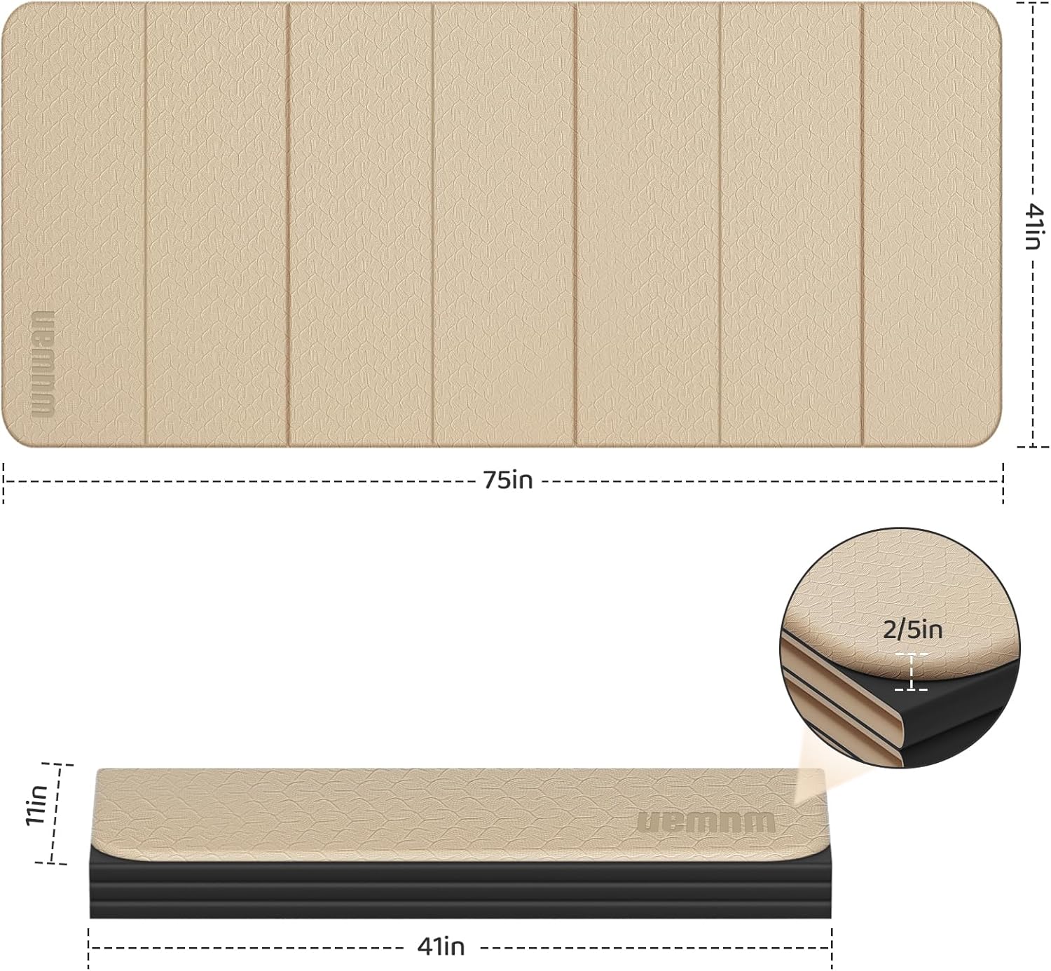 Foldable Yoga Mat Thick 10mm-WUWAN Extra Large Exercise Mat, TPE Material, Non-Slip Fitness Folding Mat Easy to Carry, Suitable for Home Workout Travel Pilates (75" x40",2/5") (Blue) - Image 4