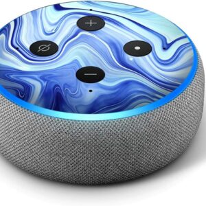 Blue Marble Rocks Glass – Vinyl Decal Skin Compatible with Amazon Echo Dot 3rd Generation Alexa – Decorations for Your Smart Home Speakers, Great Accessories Gift for mom, dad, Birthday, Kids
