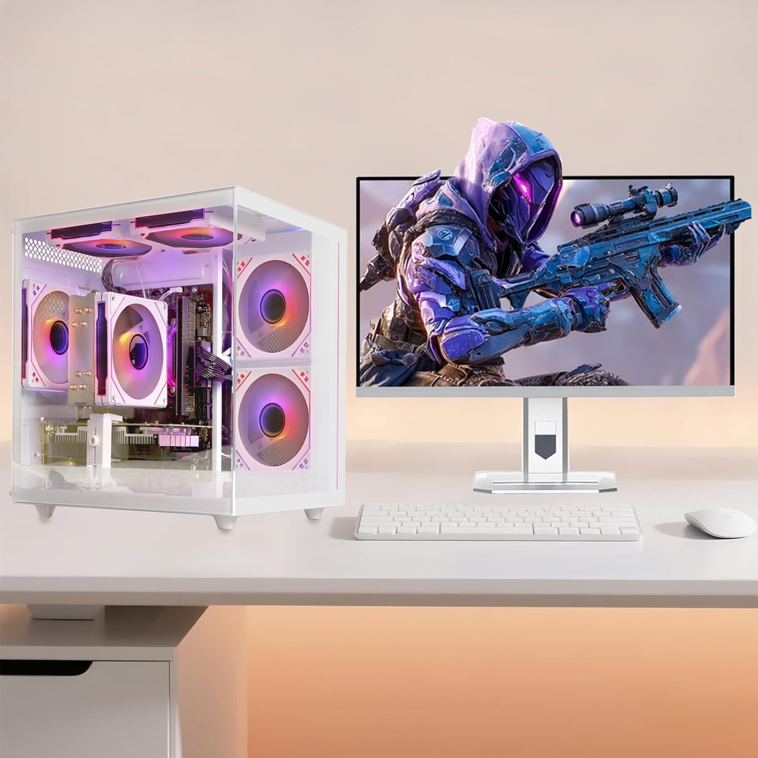 Gaming PC Desktop Computer - Ryzen 5 5500,(6Core 12Threads Up to 4.2G) Radeon RX 6500XT 4GB, 16GB DDR4 RAM, 512GB NVME SSD, Wi-Fi 6, Prebuilt Tower Computer for Home and Office - Image 3