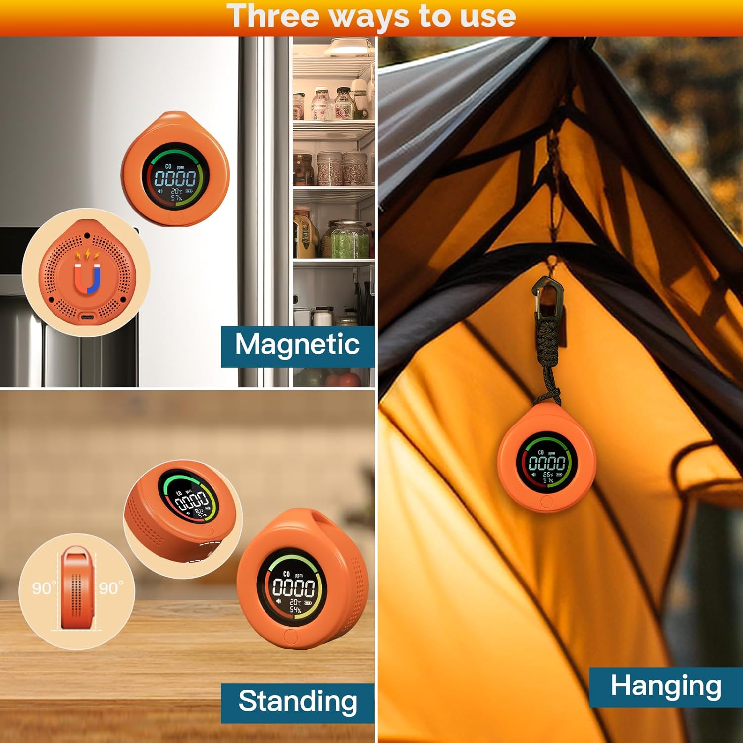 MOES Portable Carbon Monoxide Monitor for Travel Battery Powered CO Detector with Real Time Display for Hotel RV Camping and Temporary Use - Image 4