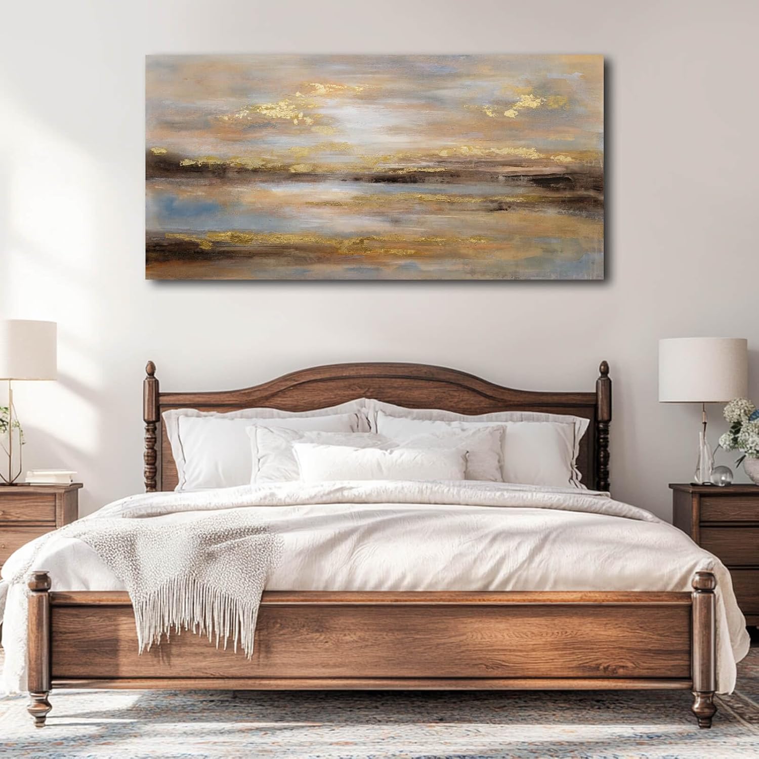 Abstract Wall Art Poster Prints Gold Art Pictures Modern Canvas Picture 24"x48" Canvas Wall Art for Office Bedroom Living Room Wall Decor - Image 3