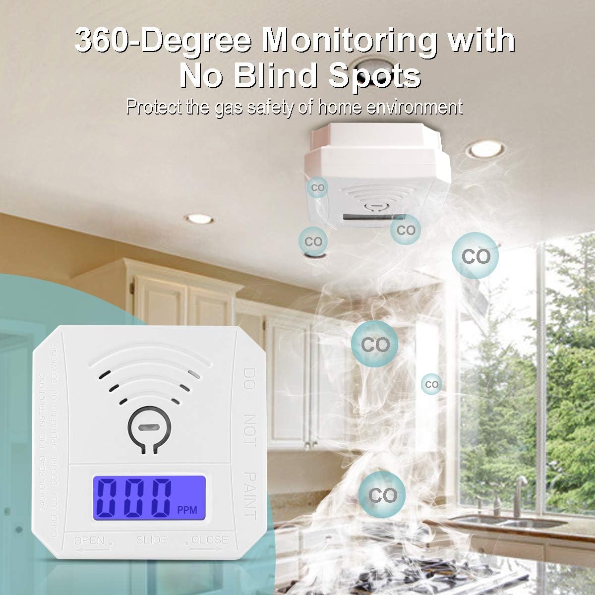 Carbon Monoxide Detector ,CO Gas Monitor Alarm Detector ,CO Sensor with LED Digital Display for Home,Depot,Battery Powered(2Pcs) - Image 2