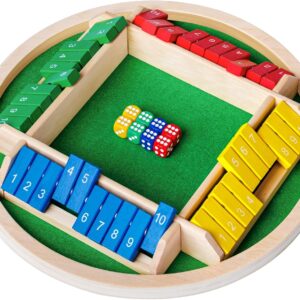 Shut The Box Dice Game,2-4 Player Family Wooden Board Table Math Games, 8 Dices Classics Tabletop Version Games for Classroom,Home,Party or Pub