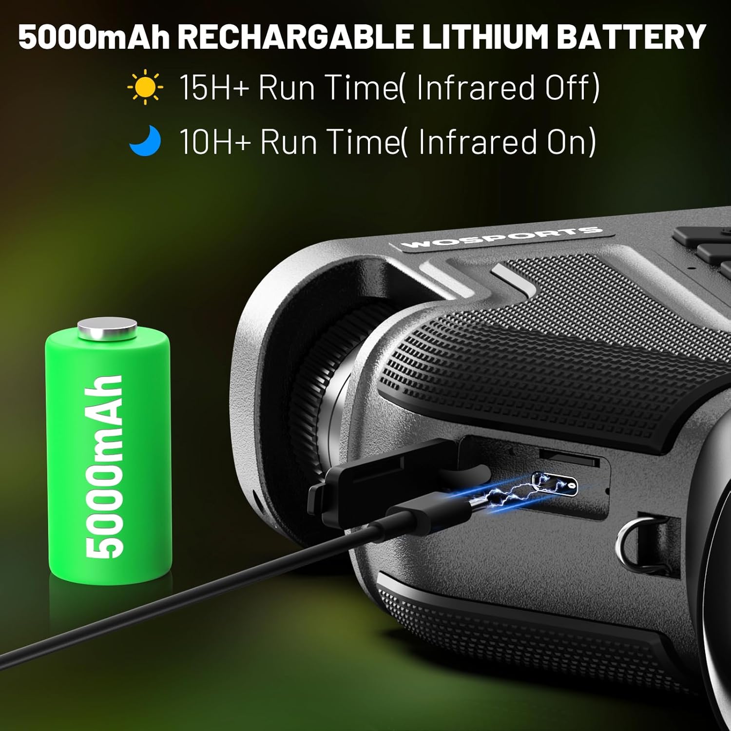 WOSPORTS 4K Night Vision Goggles – up to 80X Total Magnification, 10X Optical + 8X Digital Zoom, 1315FT Vision Range, 5000mAh Rechargeable Battery, IPX Waterproof NVG, Gifts for Men - Image 7