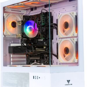 Pre-Built Gaming PC Desktop Computer – Xeon E5 Up to 3.60GHz, RX580 8GB,16 GB RAM,512GB SSD,1TB HDD,Wi-Fi 6 & Bluetooth 5.4, 9× ARGB Fans, Windows 11,Home or Office PC