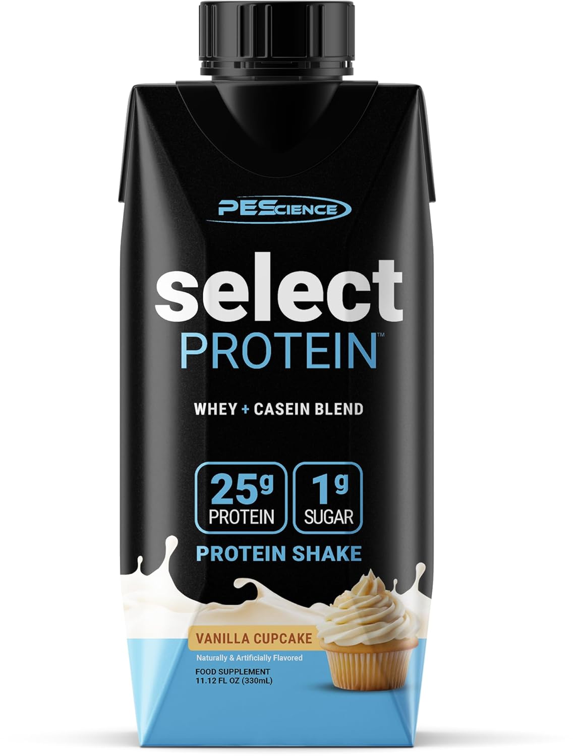 PEScience Select Protein Shake RTD, 25g Whey and Casein Blend, High Protein Drink, Gluten Free, Keto Friendly, 0g Sugar, Low Carb Ready to Drink Meal Replacement, Vanilla Cupcake - Pack of 4 - Image 8
