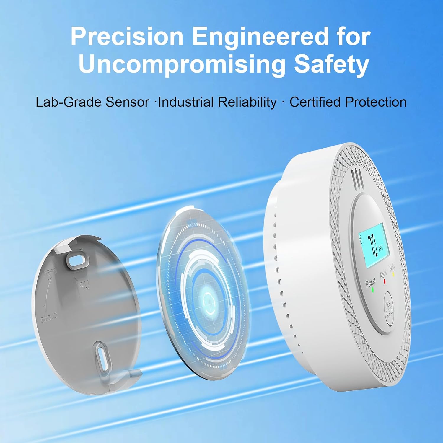 2 Pack Carbon Monoxide Detector Portable CO Detector Battery Powered (Not Included) Test-Mute Button Mini CO Alarm Detector with Digital LCD Display Sound and Light Warning for Travel Kitchen Bedroom - Image 2