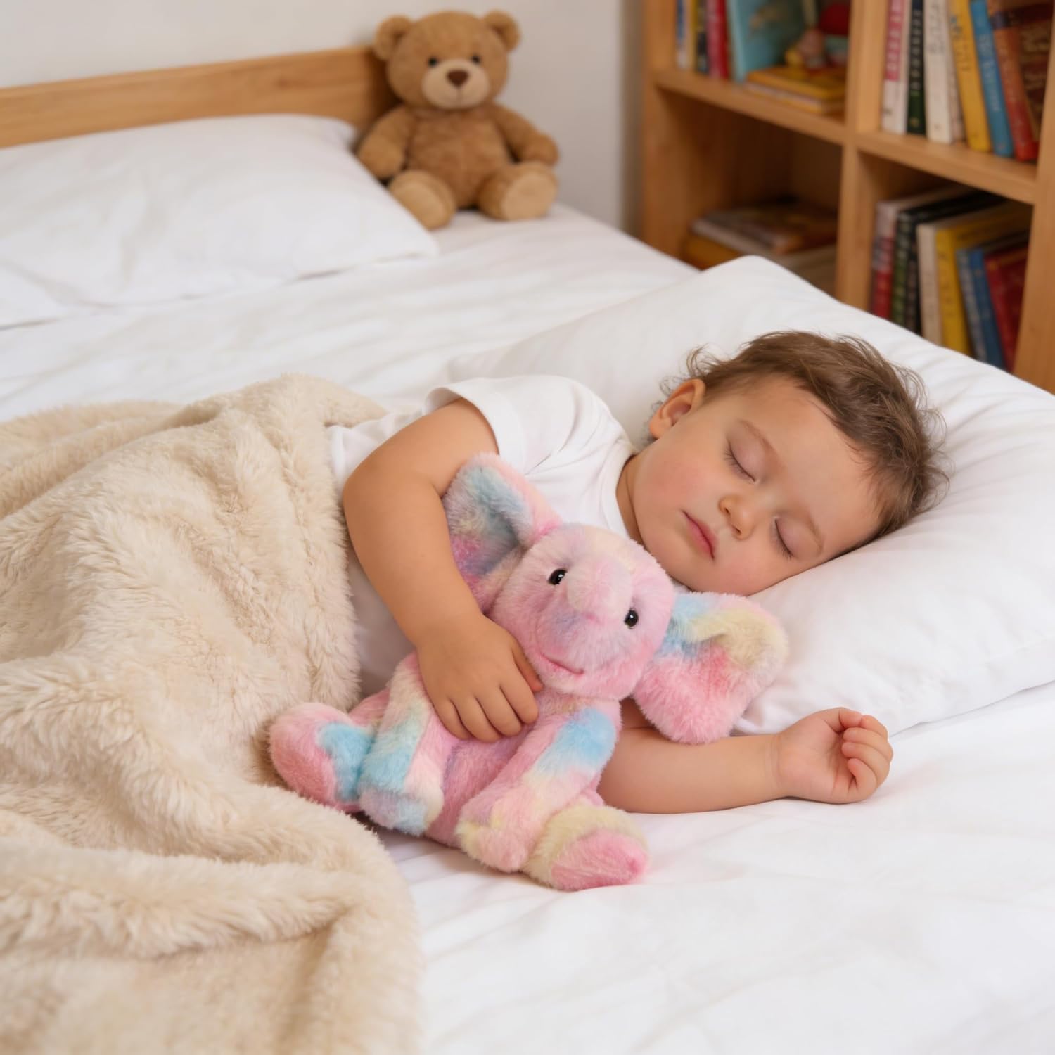 Hopearl Adorable Plush Calf Elephant Toy Floppy Elephish Ultra Soft Stuffed Animal for Boys Girls Kids Toddlers, Rainbow, 9'' - Image 2