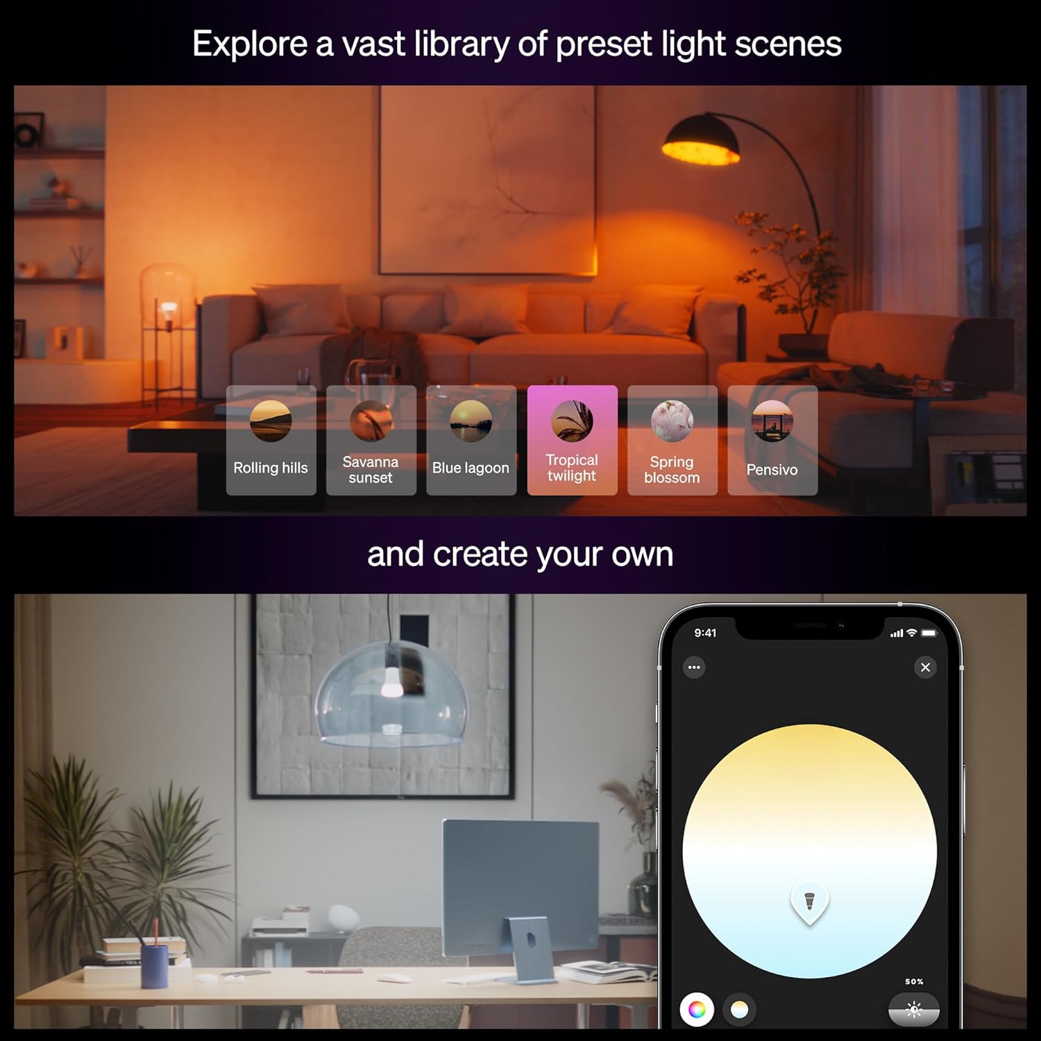 Philips Hue Smart LED A21 Bulb,White and Color Ambiance, E26 Base,13.5W, Full Spectrum Light 1000K-20000K,1600 Lumens, Dimmable, Compatible with Alexa, Google, Apple Home, 2pk - Image 8