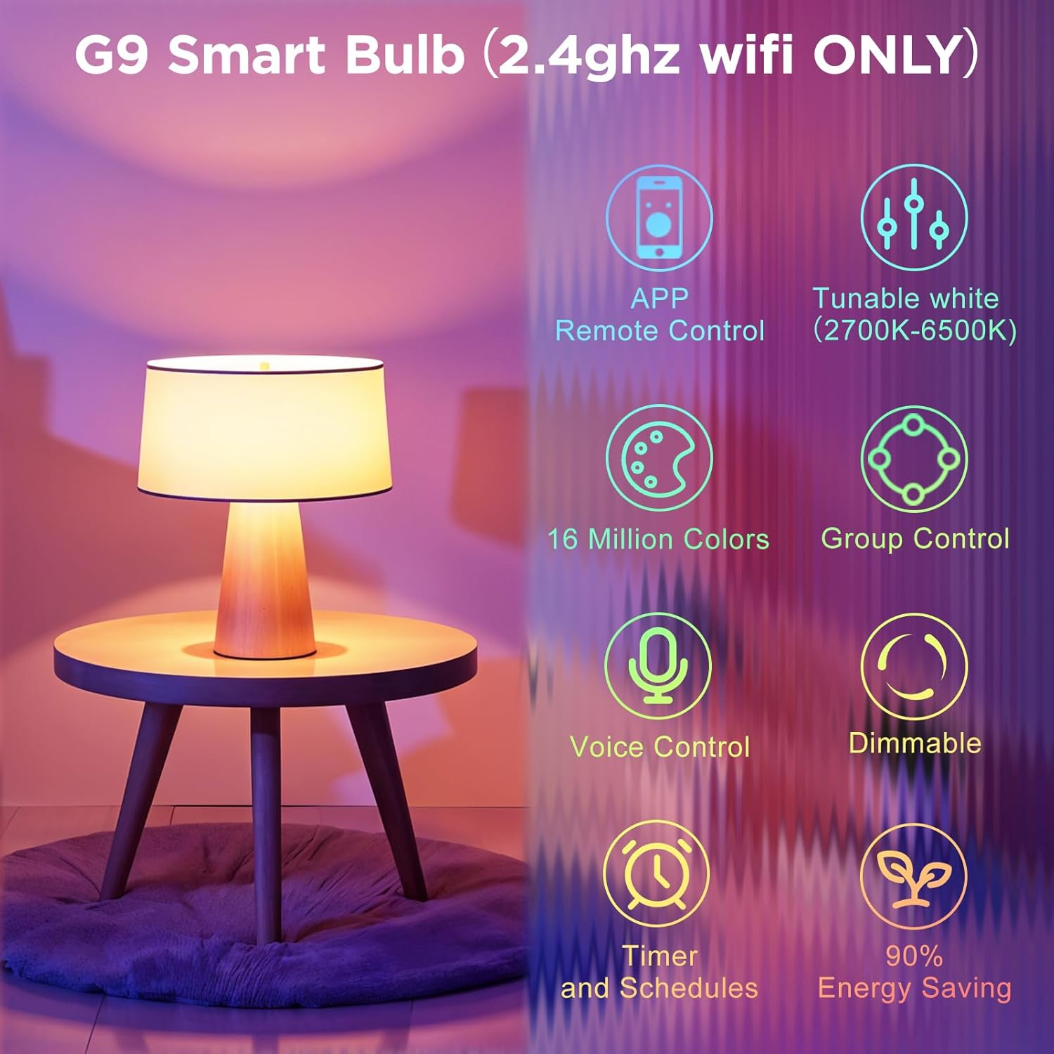 WiFi G9 Smart Bulb, RGBCW, Compatible with Alexa Google Home, Dimmable, Tunable White(2700k-6500k), 2.4GHZ WiFi Only, 3Pack - Image 6