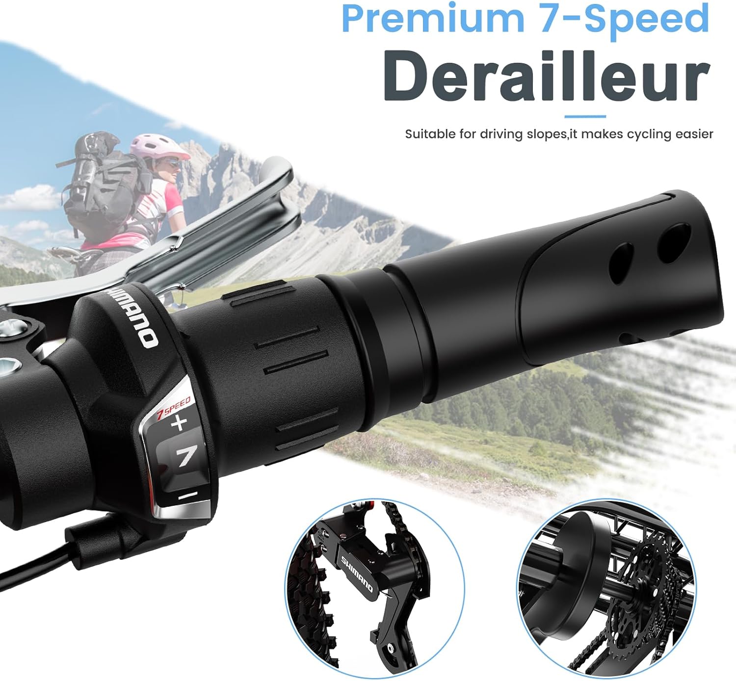 Slsy Adult Mountain Tricycle, 7 Speed Three Wheel Bike, 24/26 Inch Adults Trikes for Seniors with Shopping Basket, Exercise Men's Women's Tricycles - Image 5