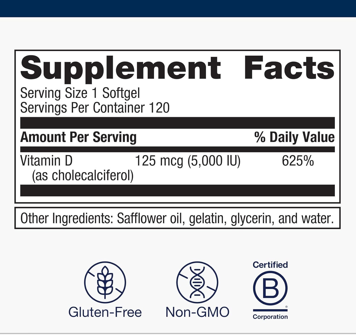Metagenics Vitamin D3 5000 IU Supplement - High Potency Softgels for Immune, Bone & Heart Health* - 125 mcg Cholecalciferol in Coconut Oil for Enhanced Absorption* - Non-GMO, Gluten-Free - 120 Count - Image 4