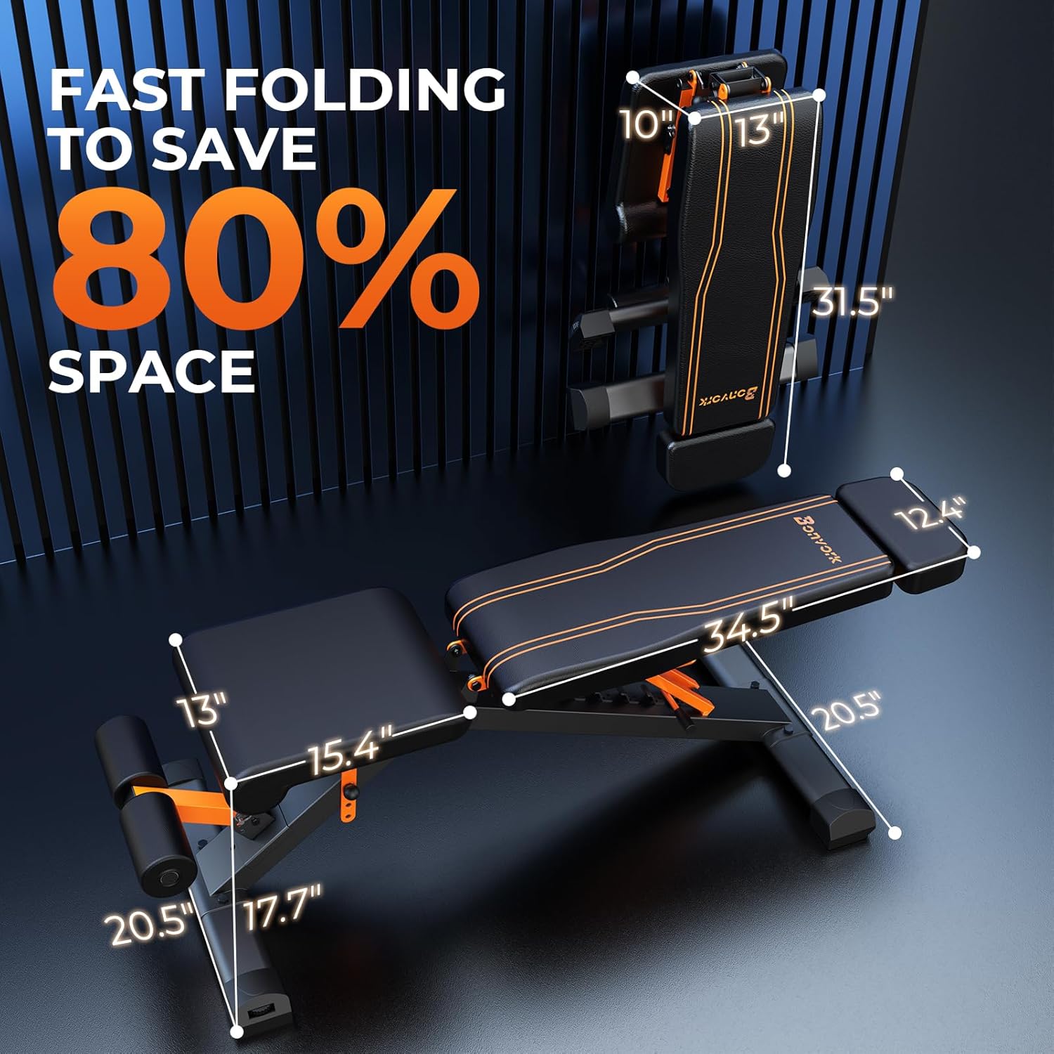 1000LBS Adjustable Lifting Weight Bench, Foldable Workout Bench Press with 36" Extended Backrest for Home Gym Strength Training, Flat Incline Decline Benches with 80x40MM Steel for Full Body Exercise - Image 6