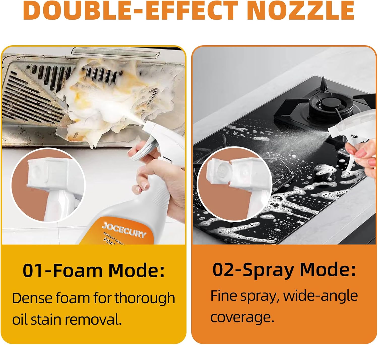 Jocecury 500ML Kitchen Foam Cleaner, Multipurpose Grease Cleaner Spray for Pots, Pans, Surfaces & Appliances with Dual-Spray nozzle,No-rinse Formula - Image 3