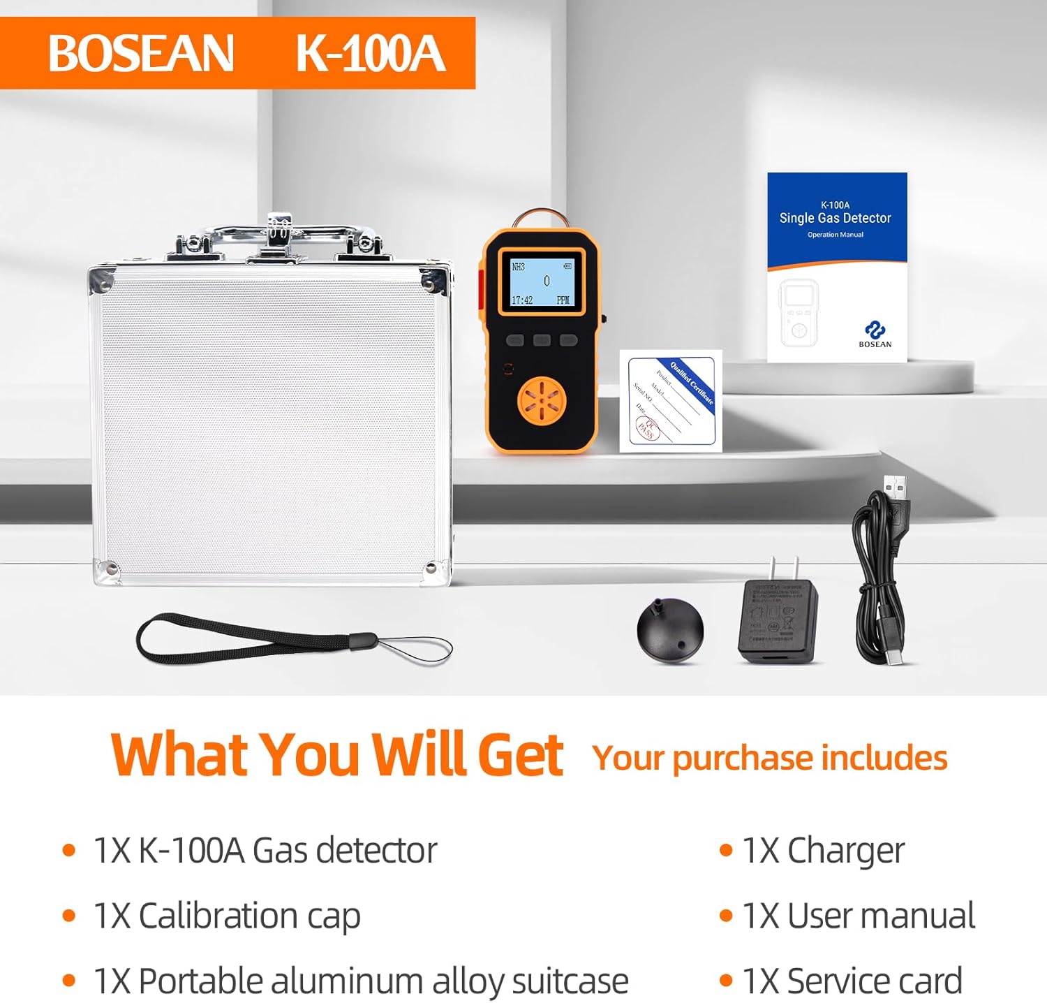 Ammonia Meter, NH3 Gas Leak Detector, 0-100ppm Monitor with 2 Sensitivity Level, Explosion-Proof Industrial Tester, Rechargeable Battery Operated Reader, Alarm Safety for Work Home - Image 9