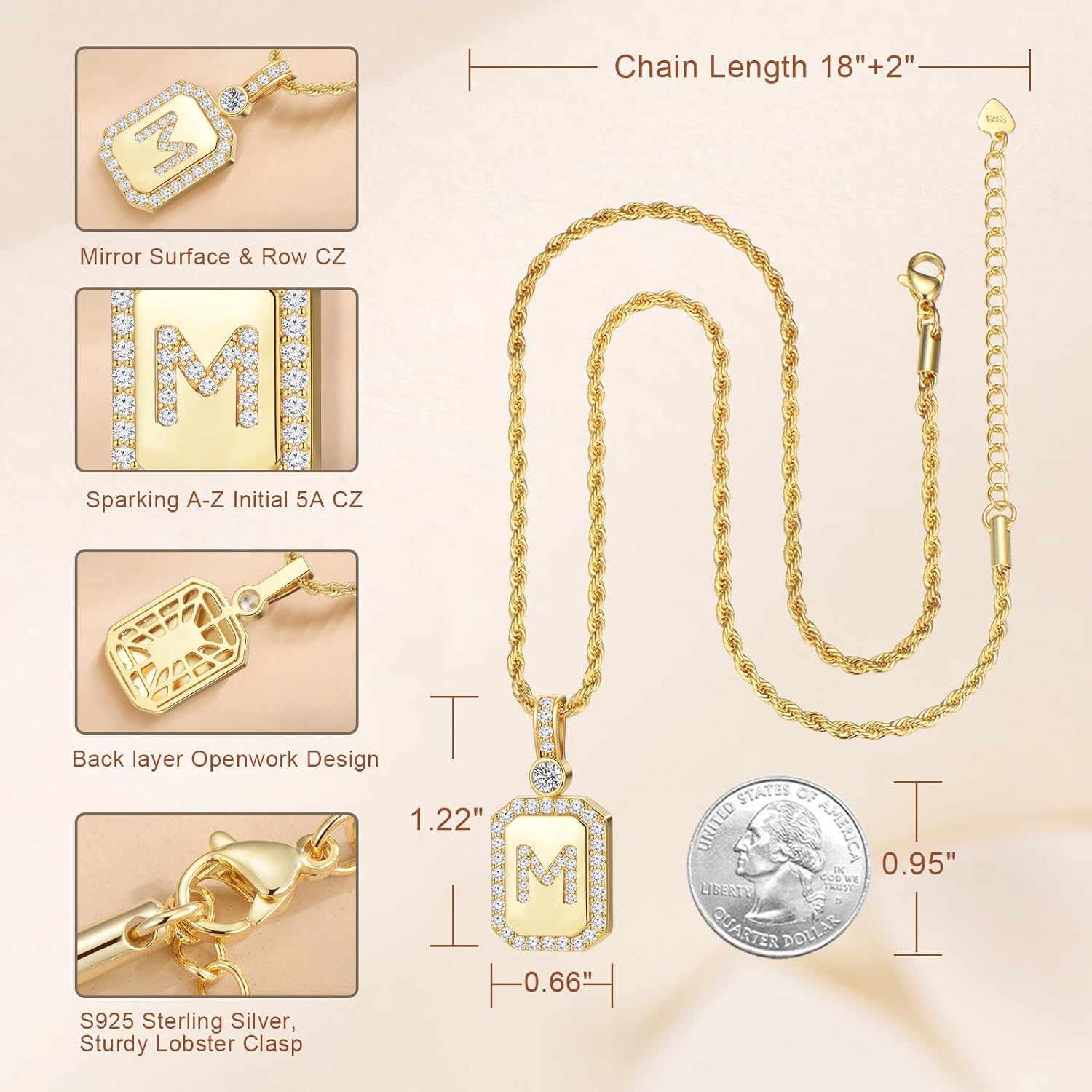 Gold Initial Necklaces for Women, Gifts for Her Birthday Gifts Women Anniversary for Wife Birthday Gift ideas, 24K Gold Filled Gold Letter Necklace for Women's Jewelry Gifts with Rope Chain - Image 5