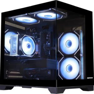Gaming Desktop Intel Core i5-14400F 2.5-4.6 GHz 10 Core, GeForce RTX 5060 8GB, 32GB DDR4 RAM 3200MHz,1TB PCIe SSD, Wi-Fi & BT,Win 11, Prebuilt Tower RGB Computer-Black