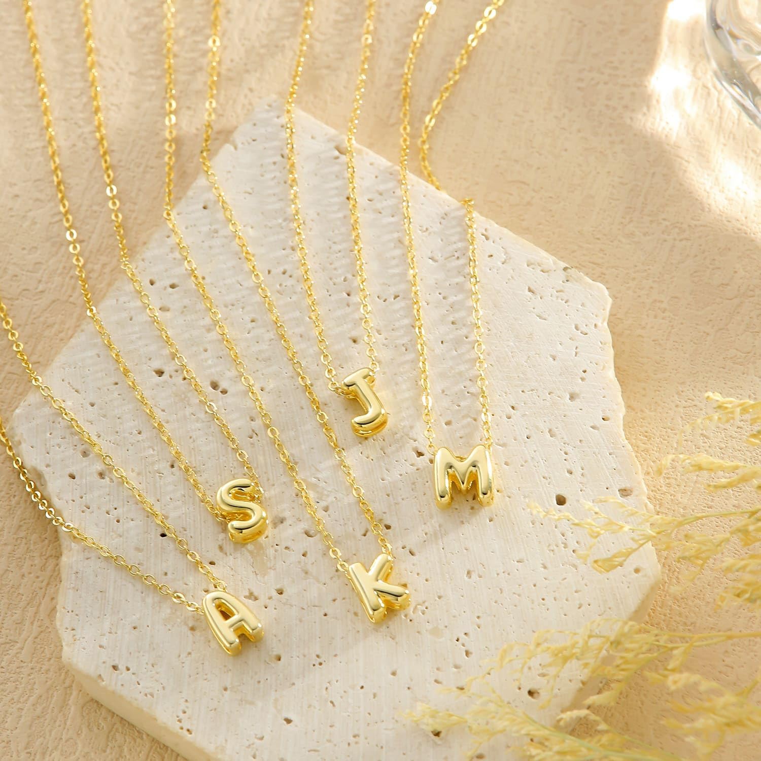 Valentines Day Gifts for Her - Bubble Letter Necklace Layered 14K Gold Plated Initial Necklaces for Women Dainty Cute Choker Pendant Stack Jewelry Fashion Accessories Teen Gift Trendy Stuff - Image 7