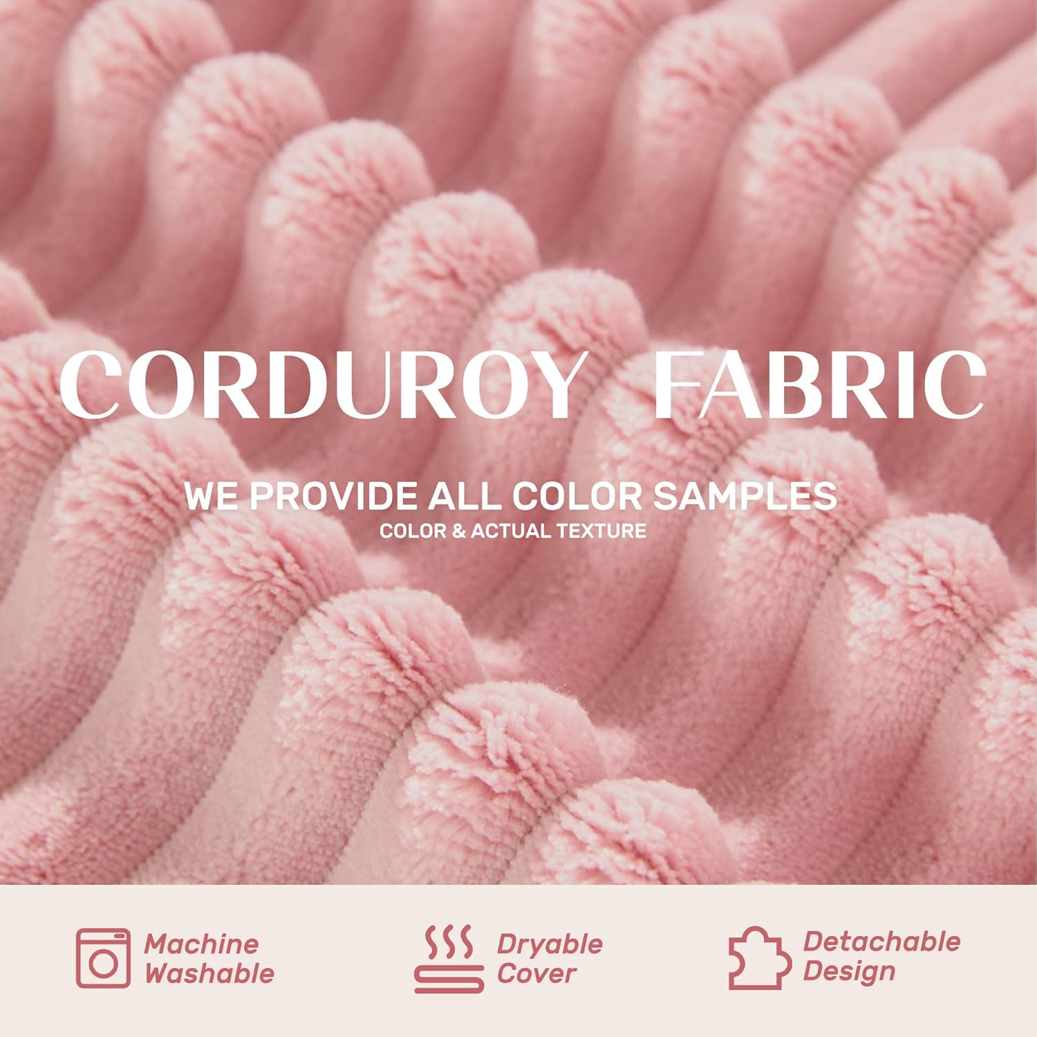 138" Boneless Couch with Deep Seat, Set of Modular Sectional Sofa, Cloud Sectional Couch for Living Room, No Assembly Required, Corduroy, 4 Seater L-Shape Left, Pink - Image 6