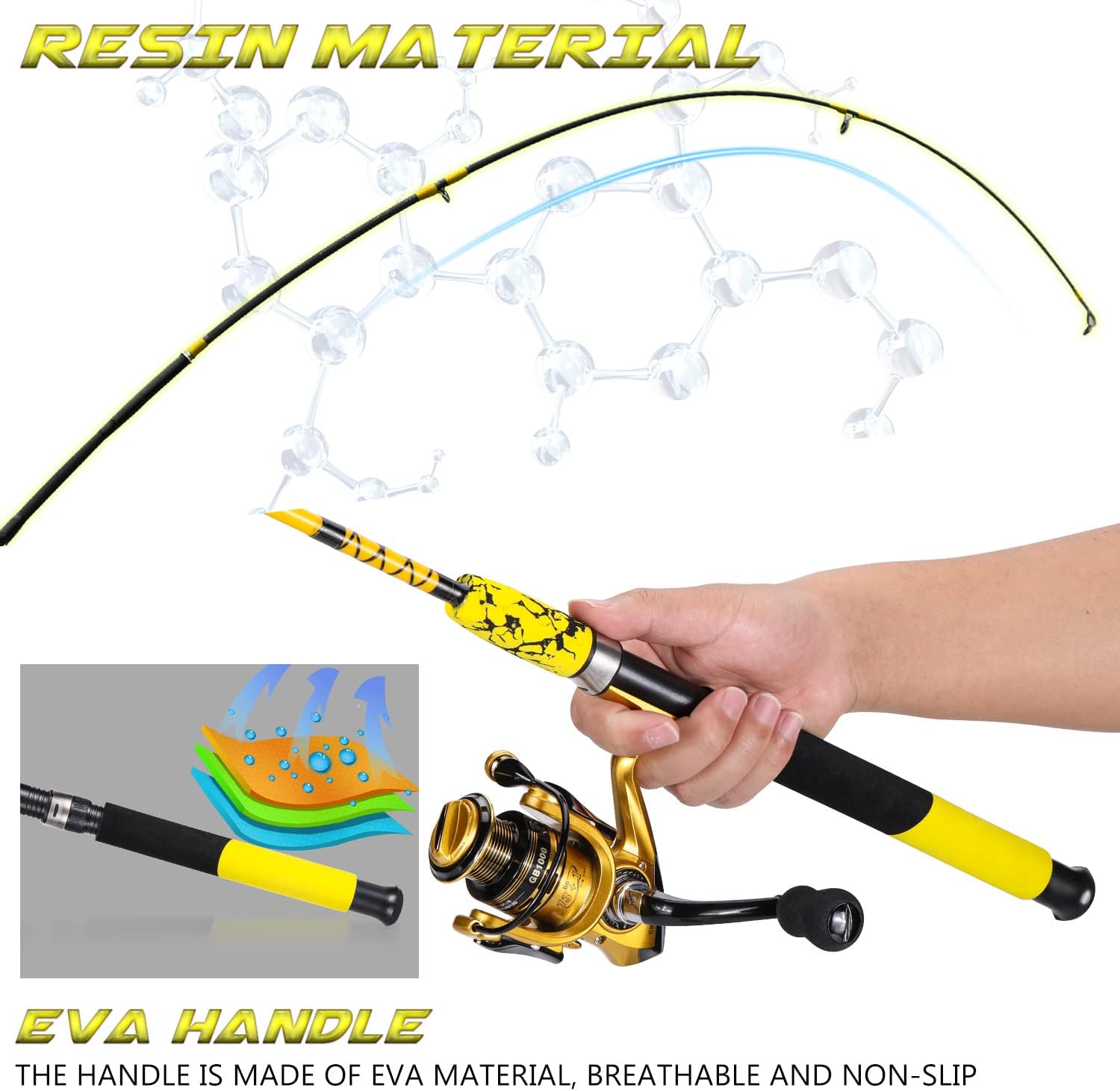 Sougayilang Spinning Reel and 2-Piece Fishing Rod Combo, Durable Graphite & Fiberglass Rod, Split-Grip Cork Handle,Right/Left Handle Position - Image 4