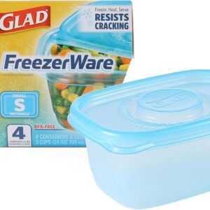 Glad Food Storage Containers – Glad FreezerWare Container – Small – 24 Ounce – 4 Containers